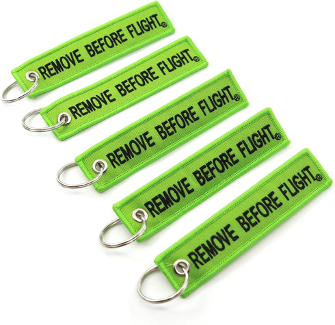Remove Before Flight Keychain - Lime Green - 5pcs...