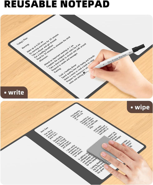 Portable Small White Board Dry Erase Board, Reusable 9.5 * 6.6in Notebook Memo, Office Home Supplies Desk Accessories MH760 (Grey)...