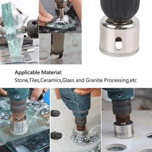 3 otters Diamond Drill Bit Set Hole, 15PCS Hole Saw Set for Glass, Marble, Granite Stone...