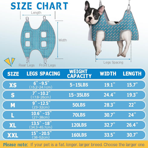 Supet Dog Grooming Hammock for Small Dogs Cat, Relaxation Pet Grooming Hammock Restraint for Nail Trimming (Coral Blue, S? Legs Spacing?7-10.2" / ...