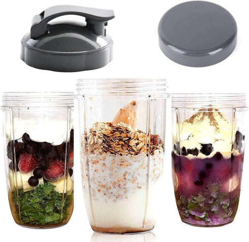 Stay-Fresh Resealable Cup Lids & Flip Top To-go Lid - Replacement parts for 600w & 900w NutriBullet Blender 32/24/18OZ Cups...