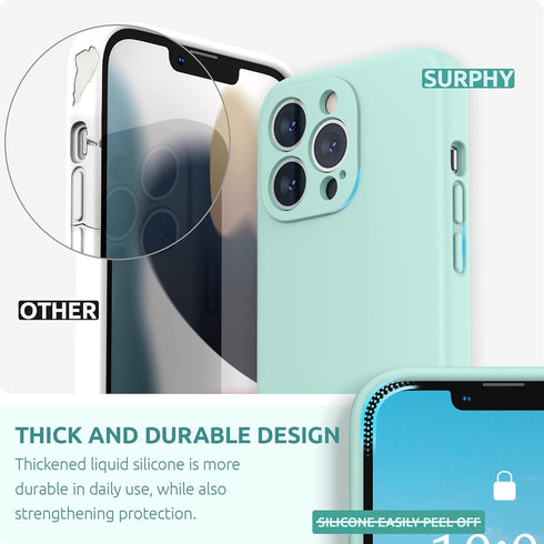 SURPHY Compatible with iPhone 13 Pro Case with Screen Protector, (Camera Protection + Soft Microfiber Lining) Liquid Silicone Phone Case 6.1 inch ...