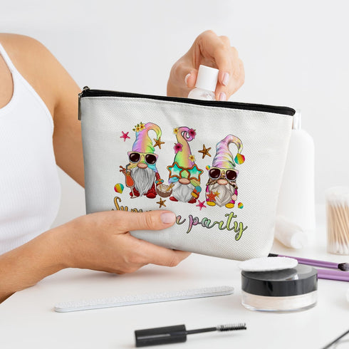 Summer Party Cosmetic Bag Women Makeup Bag Gnome Gifts For Women, Beach Vacation Gift for Her Girlfriend Sister Mother Aunt, Purse Travel Organize...
