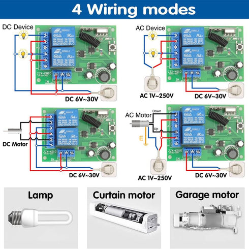 DieseRC DC 12V 24V 30V Secure Remote Control Switch Universal Wireless 433Mhz rf 10A Relay Receiver Board with 2 Transmitter Key fobs for Motor Li...