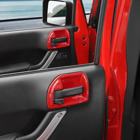RT-TCZ for Jeep JK Inner Door Handle Cover Bowl Trim Fit for Jeep Wrangler JK JKU 2011-2017 4DR Red Interior Accessories 4pcs...
