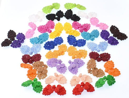 RayLineDo? Mixed 100pcs Traditional Chinese Knot Frog Buttons Closure Handmade Fabric Fasteners for DIY Sewing...