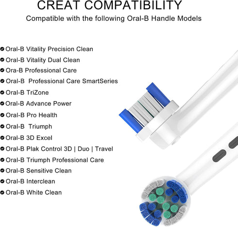 Toothbrush Heads, Electric Toothbrush Replacement Toothbrush Heads Compatible with Oral B Braun 7000/Pro 1000/9600/ 5000/3000/8000 (4 Pack)...