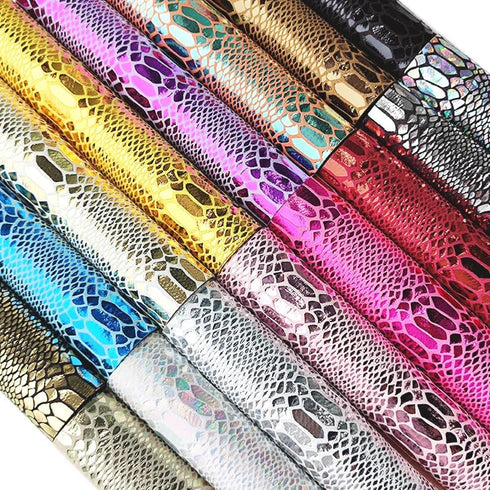 | Snake Skin Texture Faux Leather Fabric 54" Wide, Soft Embossed Vinyl for Sewing Crafts and Home Upholstery, Sold by The Yard (Purple)...