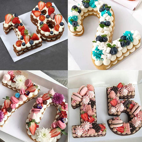 3D Silicone Cake Pans Large Number Cake Mould Novelty Cake Tins DIY Baking Mold for Birthday Wedding Anniversary 10 inch Number of 6...