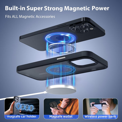 Cell Phone Case for iPhone 12/12 Pro, Strong Magnetic Clear Case with 10Ft Military-Grade Protection, Compatible with MagSafe, Shockproof, Slim Th...