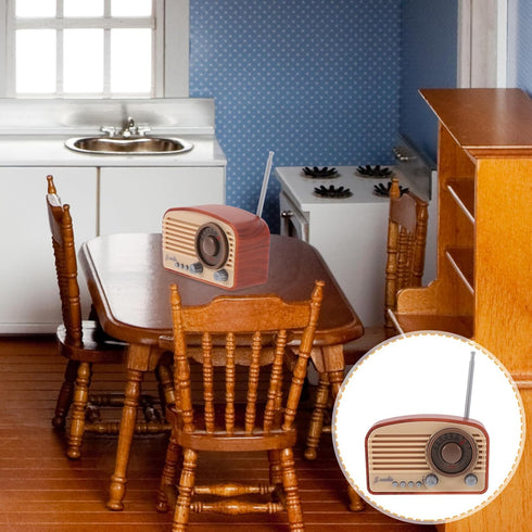 Miniature Vintage Style Radio Figurine Retro Mini Radio Model Tiny Old-Fashion Simulation Radio Toys for Dollhouse Accessories - Brown...