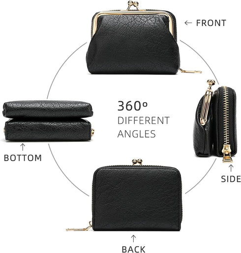 2 in 1 Change Purse Wallet,Credit Card Holder with Cion Purse for Women,Cute Pouch for Gril with Zipper Clasp...