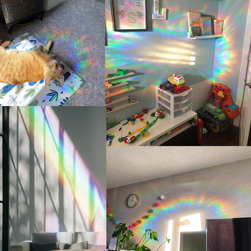 GORGECRAFT 6x7 Inch Leaf Window Clings Static Rainbow Window Stickers Anti-Collision Glass Decals Sun Catcher Decorations Non Adhesive Prismatic V...