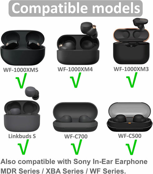 6 Pairs WF-1000XM5 Ear Tips Buds, Small Medium 2 Size Replacement Silicone Rubber Eartips Earbuds Wing Gel Skin Cover Accessories Compatible with ...