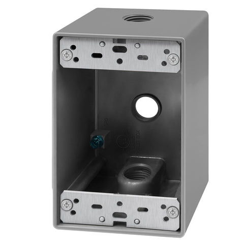 ENERLITES Weatherproof Outlet Box with Three 1/2-in Threaded Outlets, Outdoor Electrical Box, 3 Holes 0.50” Each, 1-Gang, 4.57” Height x 2.83” Len...