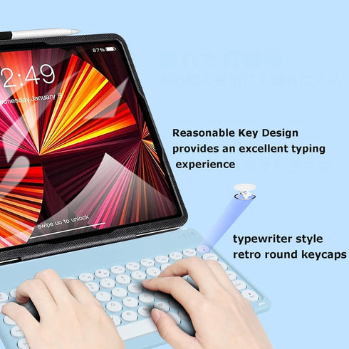 Wireless Bluetooth Keyboard and Mouse Combo Portable Mini Small Slim Compact Typewriter Ergonomic Travel Bluetooth Keyboard Mouse for iPhone iPad ...