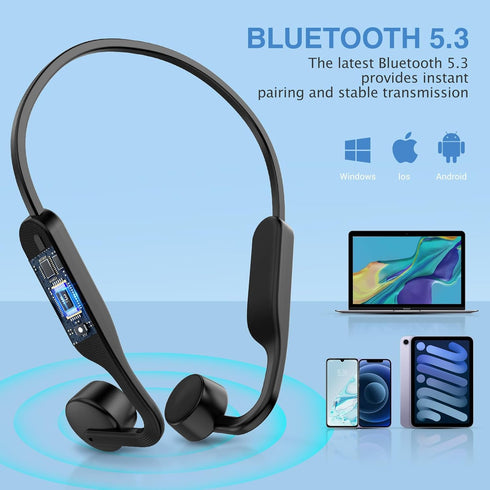 Bone Conduction Headphones Wireless Headphones Bluetooth 5.3 Open Ear Headphones 10H Playtime Sports Earphones with Mic, IPX6 Waterproof Headset f...