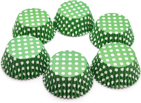Green Standard Baking Cups, Cute Polka Dots Greaseproof Cupcake Liners, 150-Count...