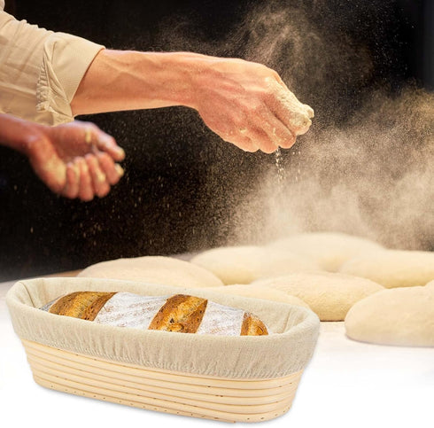 Banneton Oval Bread Proofing Basket (30 cm / 11.8 inch), Handmade Rattan Sourdough Proofing Basket Bowl with Liners...
