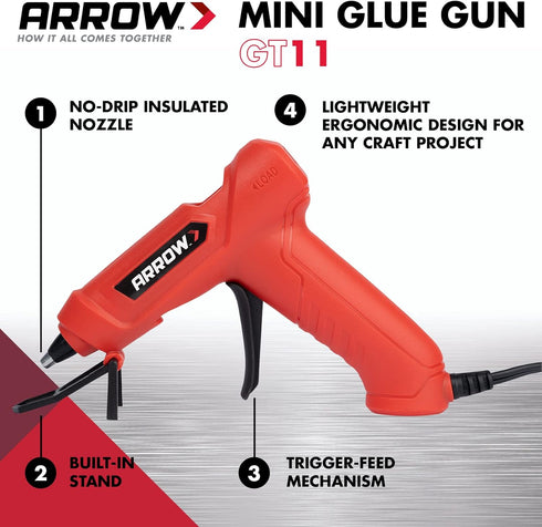 Arrow GT11 10-Watt Electric Hot Melt Mini Glue Gun for Crafts, Fabric, Decorating and Wood...