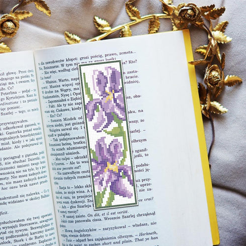 FREEBLOSS 6 Set Iris Cross Stitch Bookmark Kits Hand Embroidery Kit for Beginners Counted Cross Stitch Kit DIY Bookmark Kit Full Cross Stitch Embr...