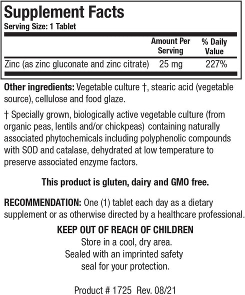 Biotics Research Zn-Zyme Forte 25 mg Zinc, Immune System Support, Optimal Cellular Function, Tablet-Based with Added antioxidants. 100 Tablets...