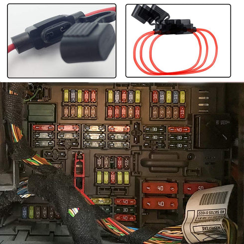 MuHize Mini ATM Fuse Tap Kit with 16 AWG Wiring - 120 Pcs 5A to 30A Fuses for Car RV Camper | Locking Holder Design...