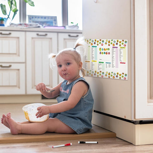 Baby Foods Tracker Fridge Magnet 9.84 x 13.78 Inch Dry Erase Menu Board for Fridge Log Daily Baby Food Chart Checklist Magnet Foods Tracker Whiteb...