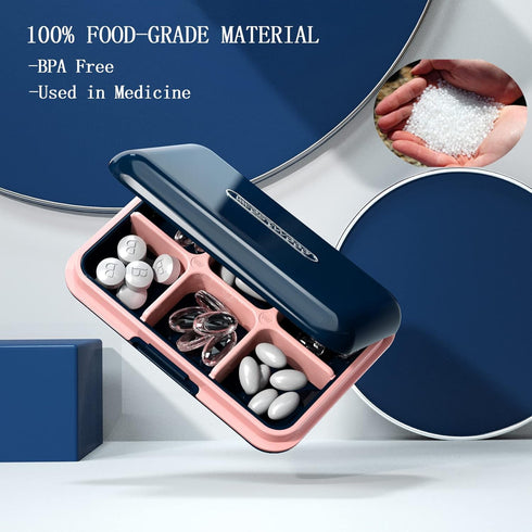 DUBSTAR Travel Pill Organizer Moisture Waterproof Small Pill Box for Pocket Purse 6 Compartments Portable Pill Case Medicine Vitamin Holder Contai...
