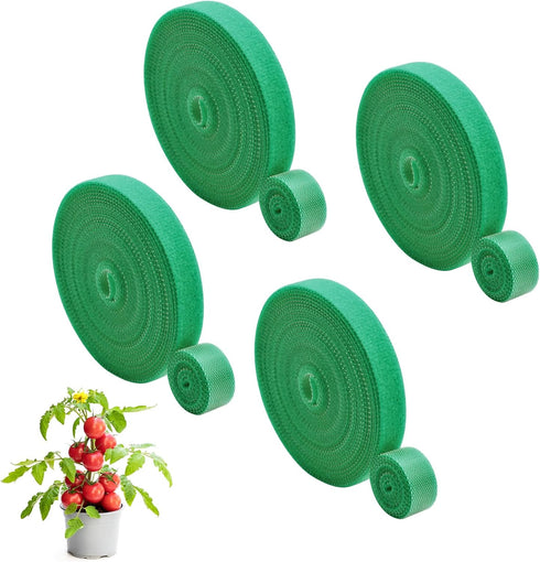 4 Rolls Garden Tie Green Tape - Twist Ties for Plants 1/2" 65.6ft Garden Plant Ties? Reusable Stretch Tie Tape for Plants - Plant Twist Tie for Pl...