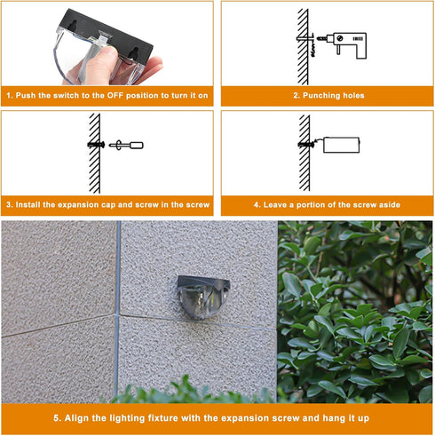 Houkiper Solar Fence Lights, Led Solar Powered Outdoor Wall Light, 2 Pack Solar Lights Outdoor Waterproof IP65 Warm White Lights for Garden Courty...