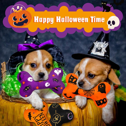 Halloween Dog Toys Plush 4Pack Dog Squeaky Toys Interactive Fetching Dog Toys Stuffed Toy Suitable for Medium and Large Dogs...