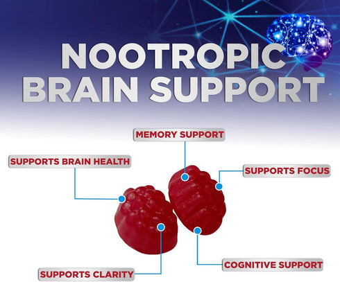 Brain Supplement Gummies for Concentration Memory & Focus Support - Brain Clarity Health with B6 B12, Phosphatidylserine, Coffee Extract, Nootropi...