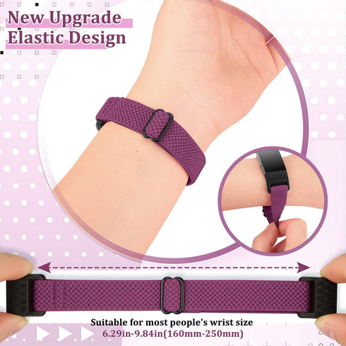 Elastic Bands Compatible with Fitbit Charge 2 Band, Adjustable Stretchy Soft Nylon Solo Loop Replacement Strap for Fitbit Charge 2 Women Men...