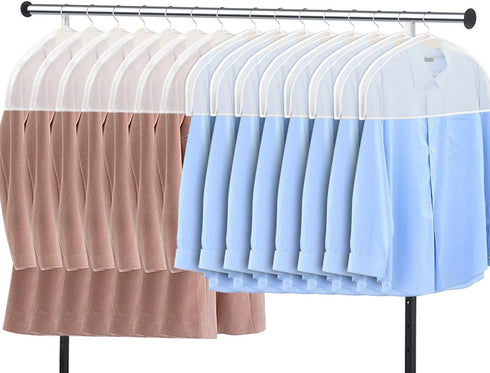 Zilink Shoulder Covers for Clothes (Set of 15) Breathable Garment Dust Covers Protectors with 2" Gusset for Suit, Coats, Jackets, Dress Closet Sto...