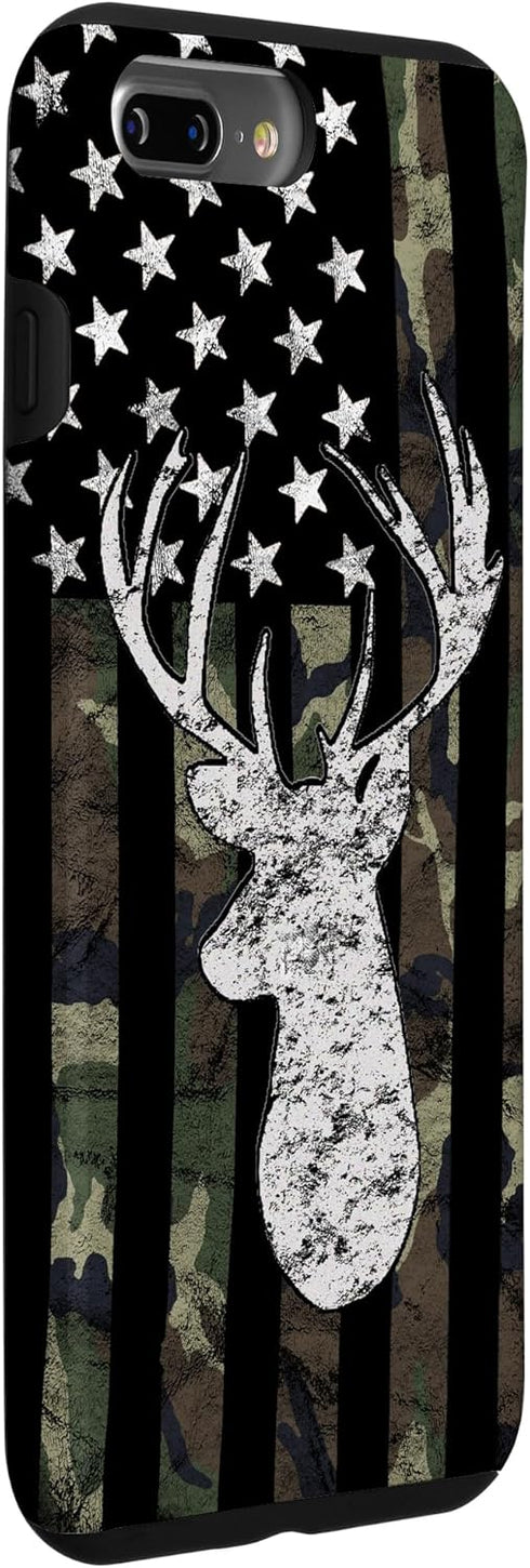 Deer Hunting Camouflage American Flag Whitetail Buck USA Case for iPhone 7 Plus/8 Plus...