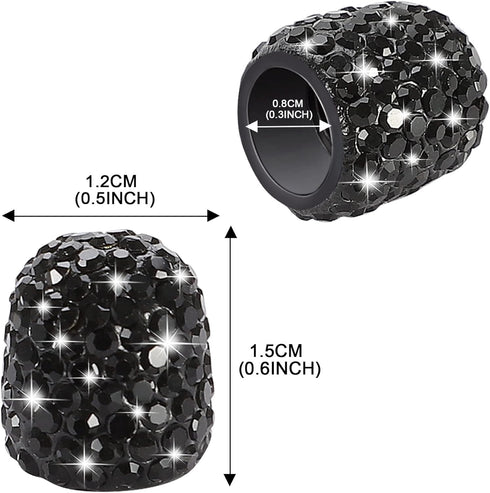 Set of 4 Rhinestone Tire Valve Stem Caps Bling Car Accessory Compatible with Universal Wheel Air Stem Valve Black...