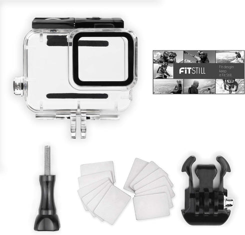 FitStill Waterproof Housing Case Only for Go Pro Hero 7 White & Silver, Protective 45m Underwater Dive Case Shell with Bracket Accessories for Go ...