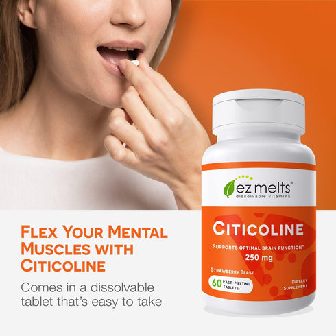 EZ Melts Dissolvable Citicoline Supplement 250 mg, Sugar-Free, 2-Month Supply...