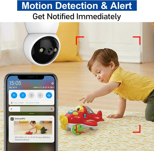 Indoor Security Camera 2K HD 360 Degree Night Vision Camera, WiFi 2.4GHZ & 5GHz Home Camera with Motion Detection & Tracking for Baby and Pet/Dog/...