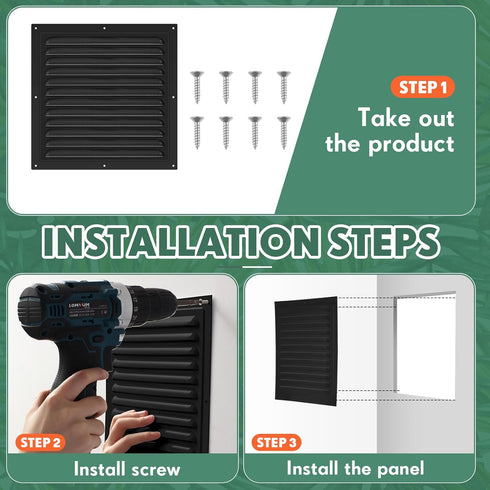 2pcs Attic Vents Gable Vents Aluminum Wall Vent Metal Shed Vent with Screen Mesh Square Vent Louver Vent Grille for Exterior Door House Attic Gara...