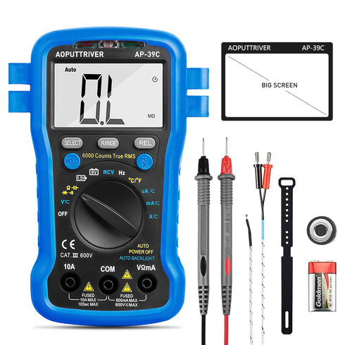 Smart Digital Multimeter, AC DC Voltage Current Meter 6000 Count, Auto Range Multi Tester for Volt Amp Ohm Continuity Cap Resistance Diode/hFE Tes...