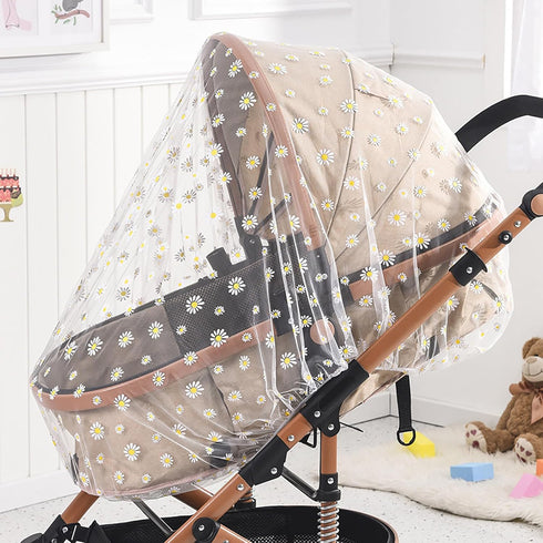 Mosquito Net for Stroller,Baby Pram Net Portable Daisy Print Stroller Netting Cover Perfect Bug Net for Strollers,Bassinets,Mini Crib,Cradles and ...