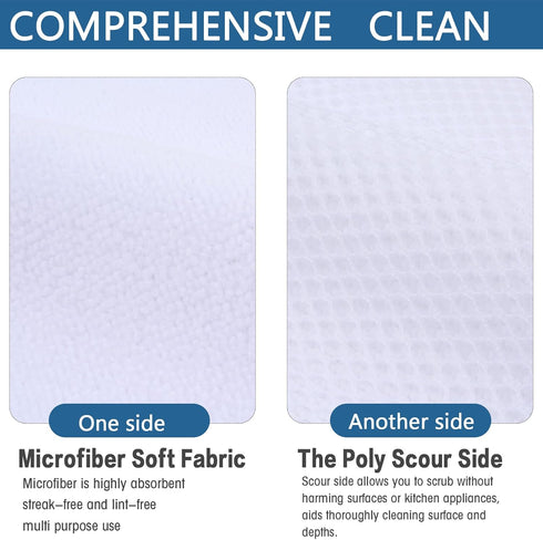 SINLAND Wholesale Microfiber Dish Cloth Best Kitchen Cloths Cleaning Cloths with Poly Scour Side 12Inchx12Inch 10 Pack White...