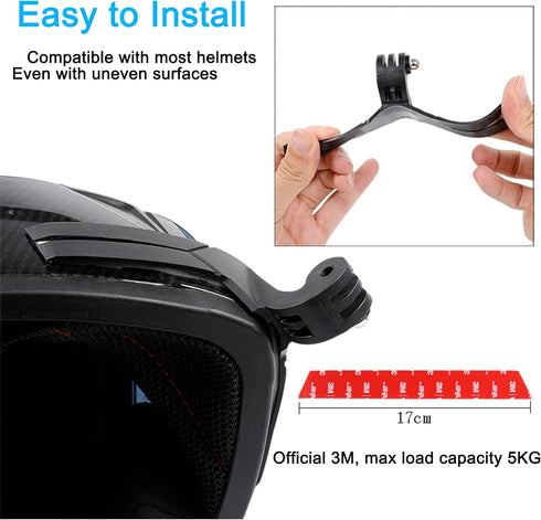 PellKing Universal Motorcycle Helmet Chin Action Camera Mount, Flexible Adhesive Helmet Mount Compatible with GoPro Hero11 10 9 8 7 6 5 Black,Inst...