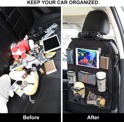 ONE PIX Backseat Car Organizer Mats Back Seat Organizers and Storage Bag with Touch Screen Tablet Holder for Kids Toddlers Car Seats, Travel Acces...