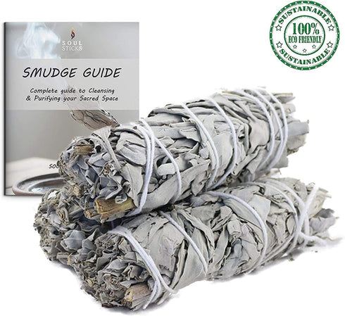 SOUL STICKS 4 Inch 12-Pack Organic California White Sage Smudge Sticks Bulk for Home Cleansing, Negative Energy Removal, Good Energy Meditation & ...