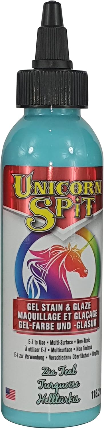 Unicorn SPiT 5770006 Gel Stain and Glaze, Zia Teal 4.0 FL OZ Bottle...