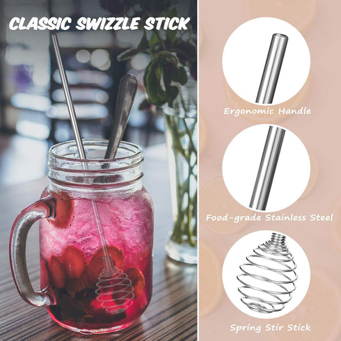 8 Pieces Coffee Stir Sticks, Stainless Steel Specialty Spoons Spherical Mixing Spoon Solid/Hollow Spring Stirring Stick for Drink/Cocktail/Coffee/...