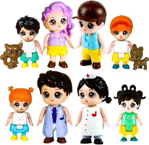 FUNERICA Dollhouse People Figures Playset - Adorable Dollhouse Family Members with Pets, Doctor, and Nurse. Little People Figures Doll House Acces...